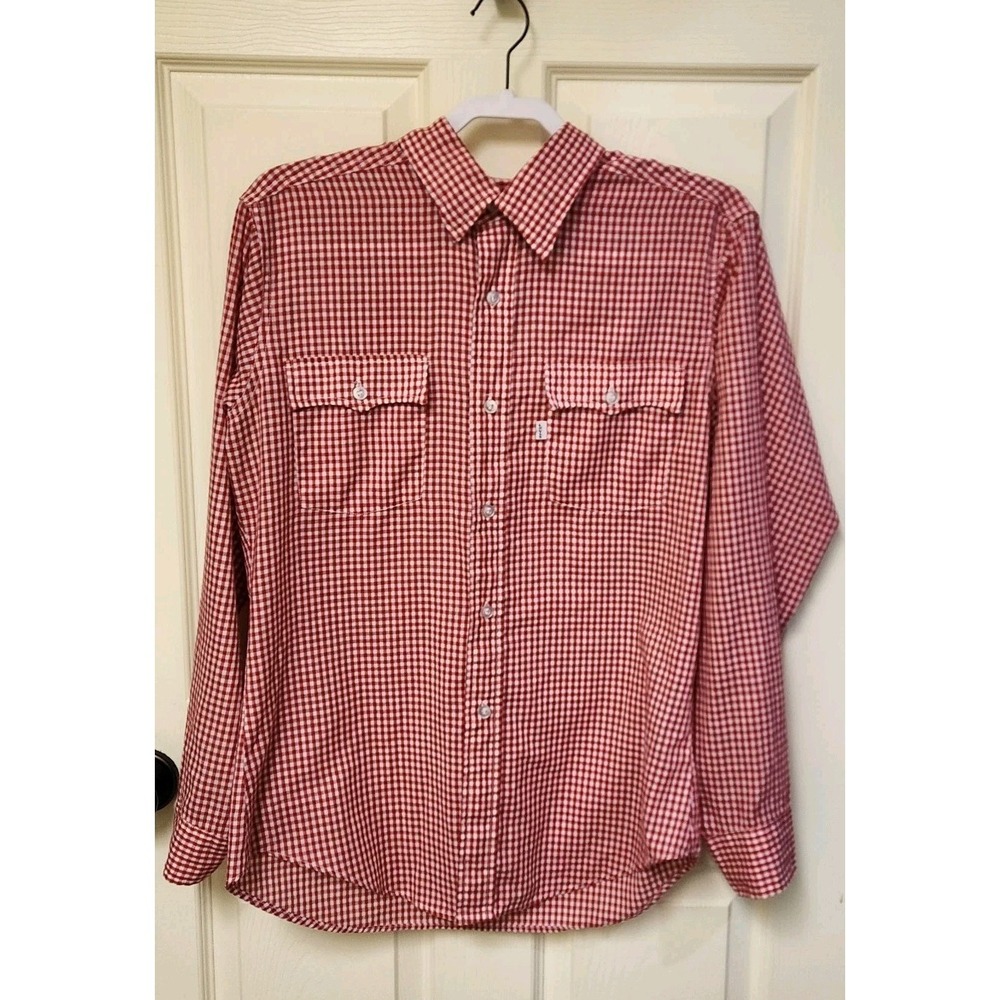Men‎ Vintage Levi Western Red Checkered Shirt 2 Front Pockets. Size L From...
